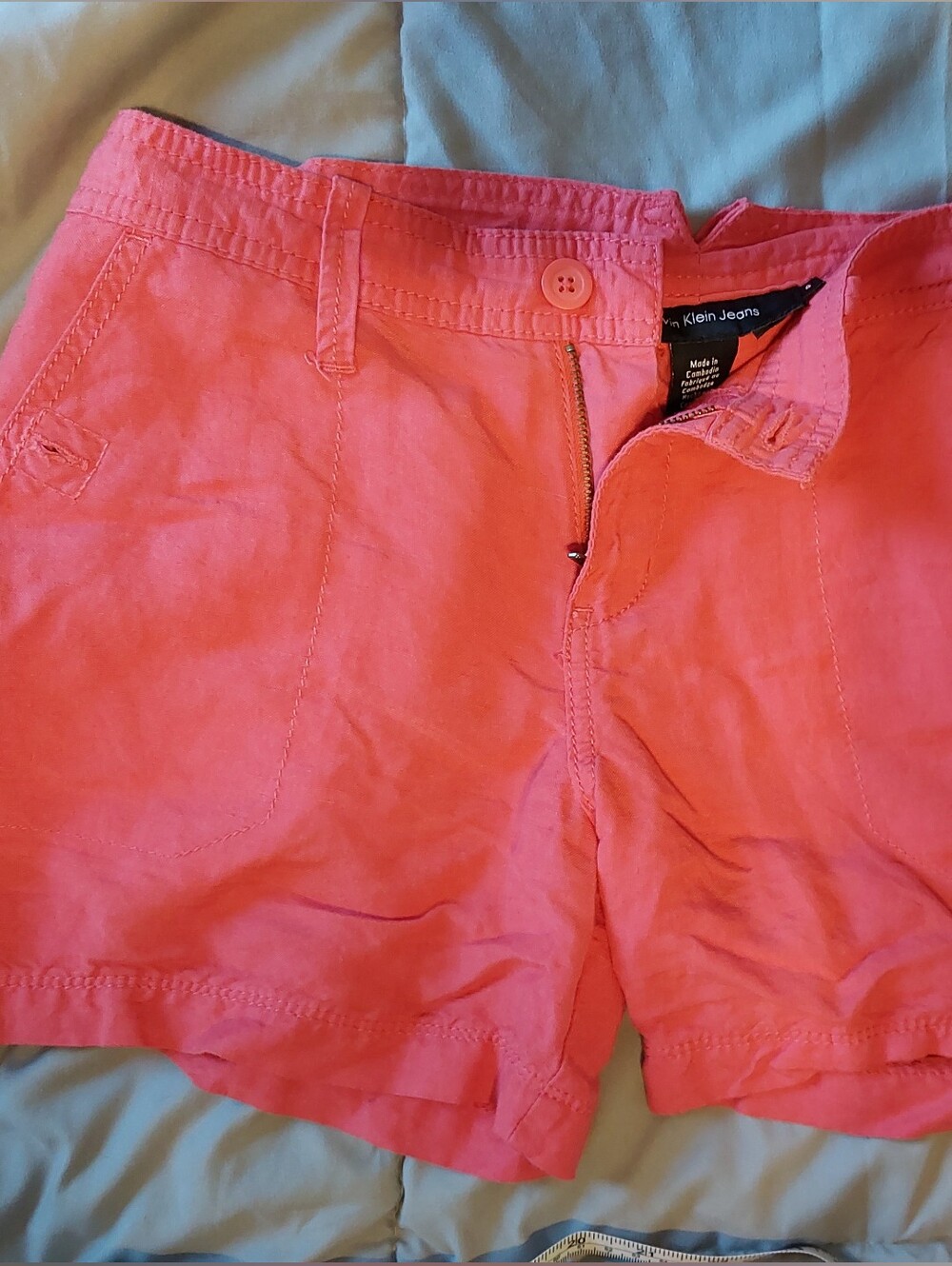 Calvin Klein Jeans Women's Coral Shorts Linen Blend Shorts Size 4